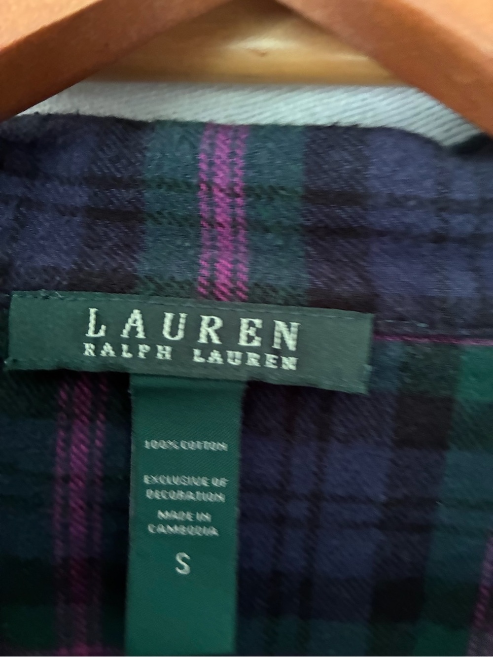 Ralph Lauren Womans Plaid Cotton Flannel Long Sleeve PJs size S Gold Monogram RL - Picture 10 of 13